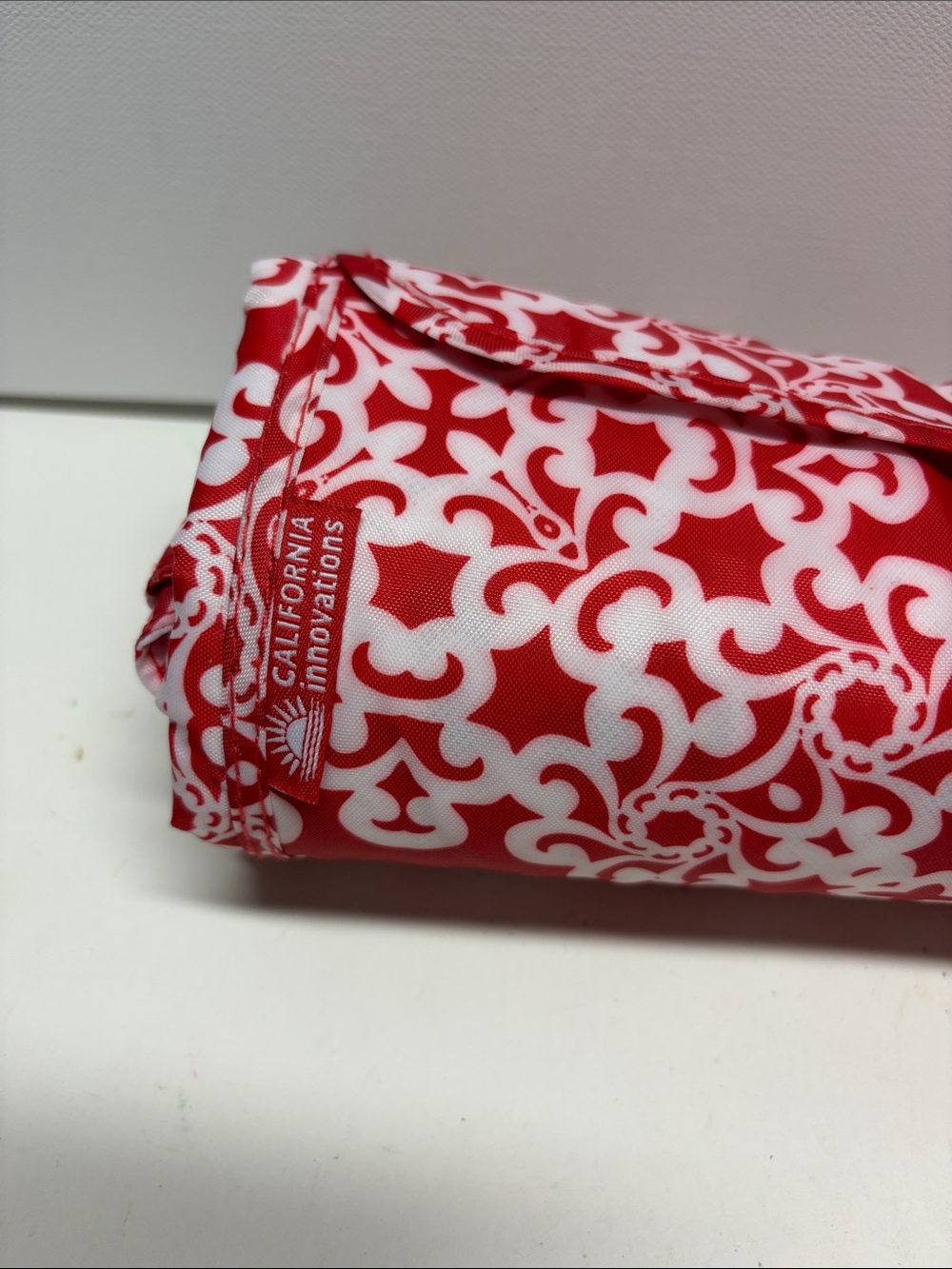 Red & White Patterned Roll-Up Pouch - Picture 2 of 13